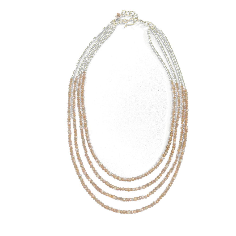 4 Strand Mauve Moonstone Pyrite Necklace