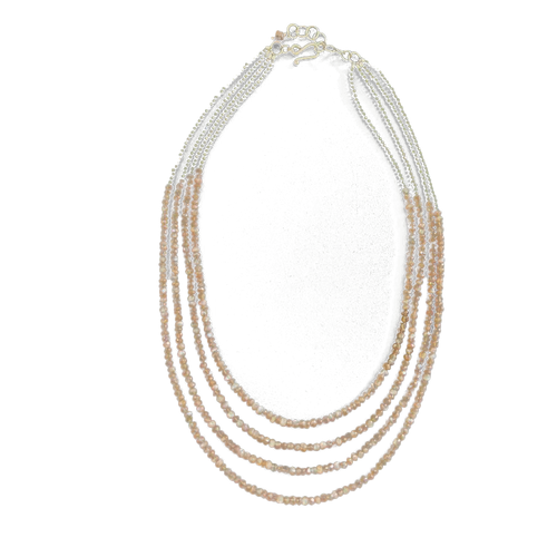 4 Strand Mauve Moonstone Pyrite Necklace