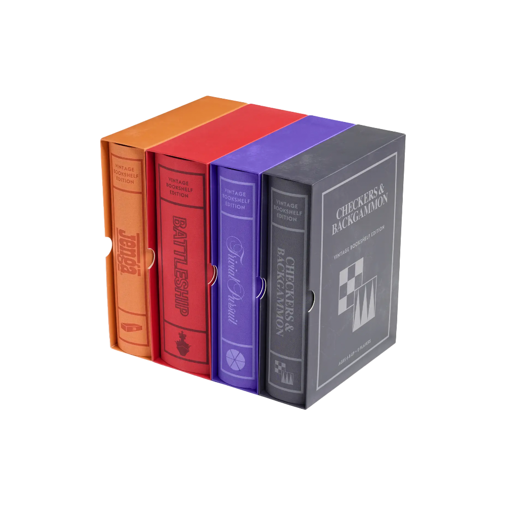 4-Pack Vintage Bookshelf Assortment of Classic Board Games