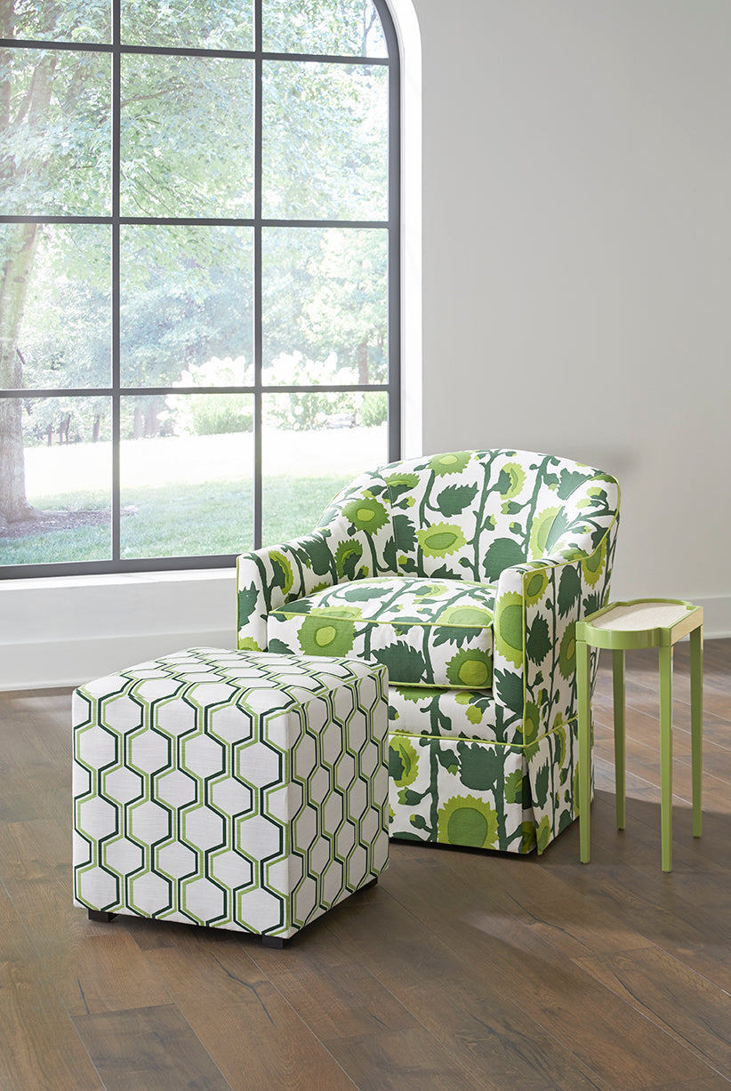oomph Cube in Quadrille Fabric Camino in Green