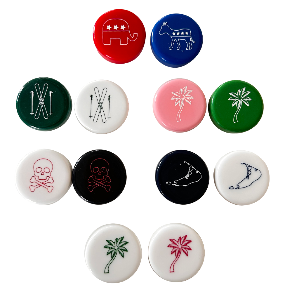 Backgammon Men - Palm Tree Pink & Green