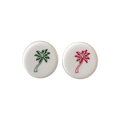Backgammon Men - Palm Tree White with Pink & Green Accent