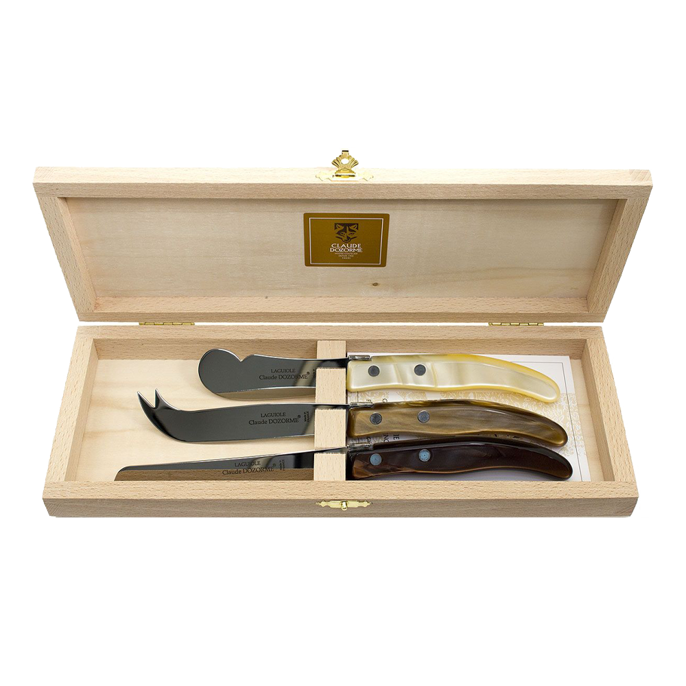 Set of 3 Cheese Knives Box Set - Tortoise