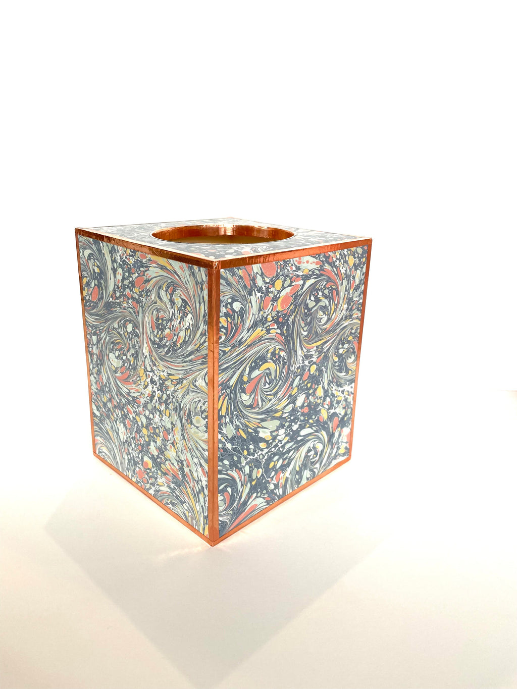 Gray and Coral Marble Tissue Box