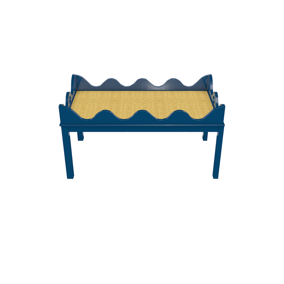 Hobe Sound Coffee Table in Ben Moore New Born’s Eyes / Linen w/ Glass Top - 40x22x21.25