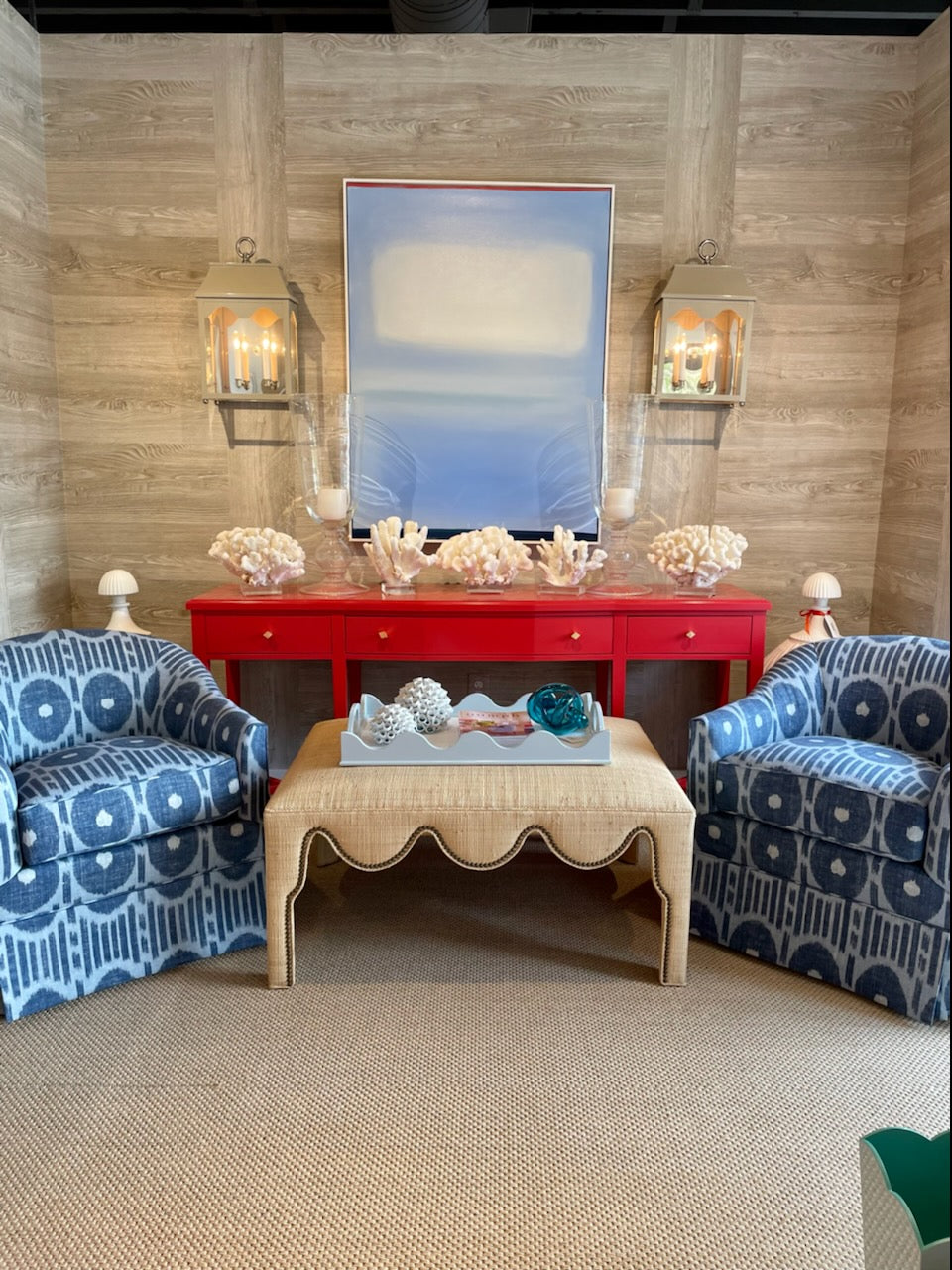 Hobe Sound Ottoman in Natural Raffia