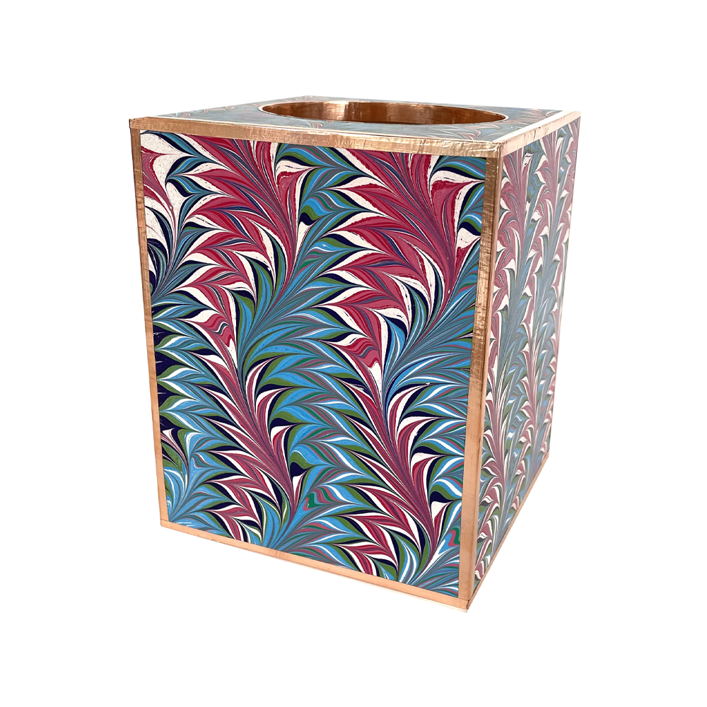 Red and Teal Marble Tissue Box