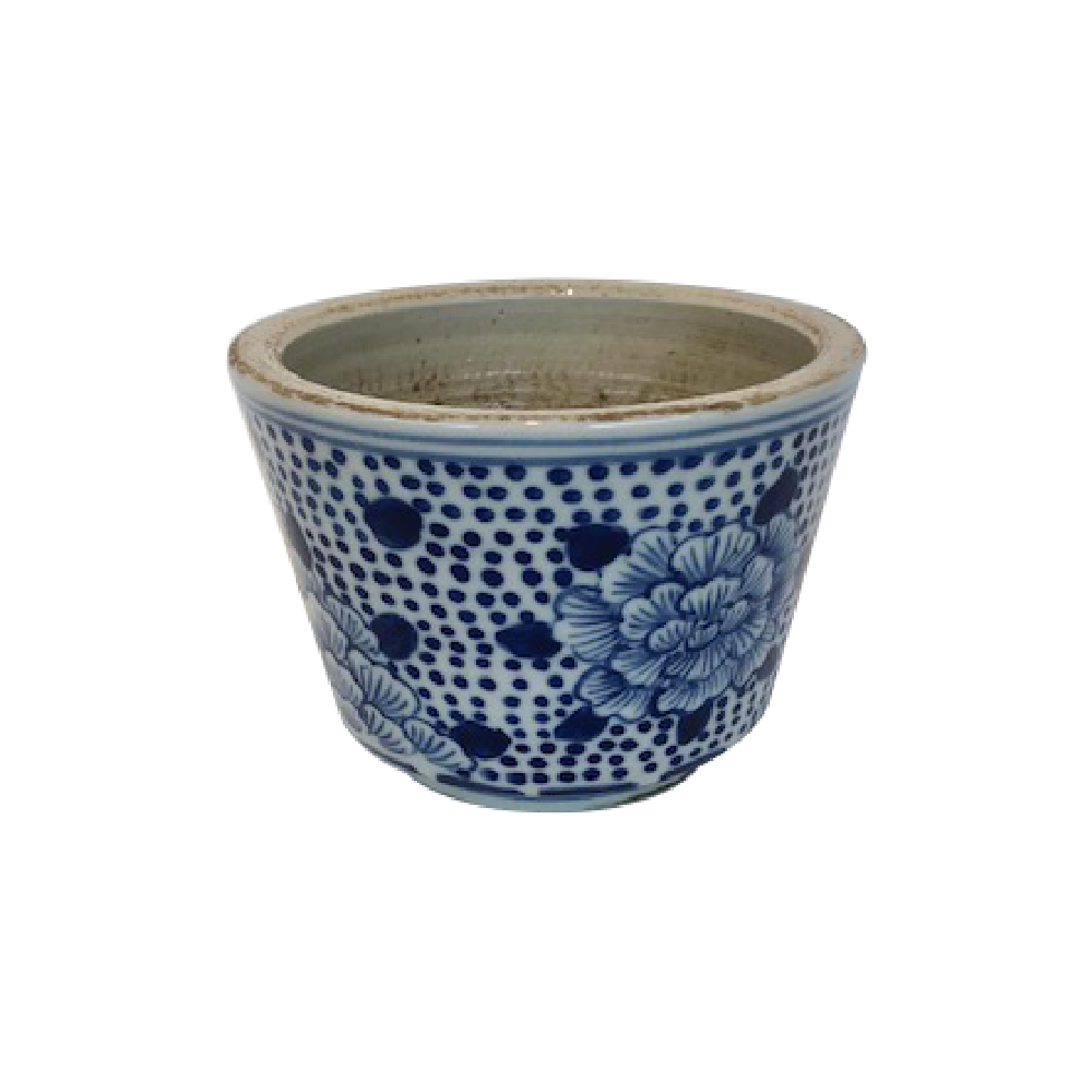 Blue and White Small Pot (Large Flower) 4" x 5"