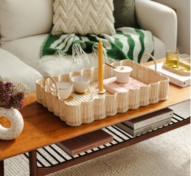 Big Wavy Tray - Natural Rattan
