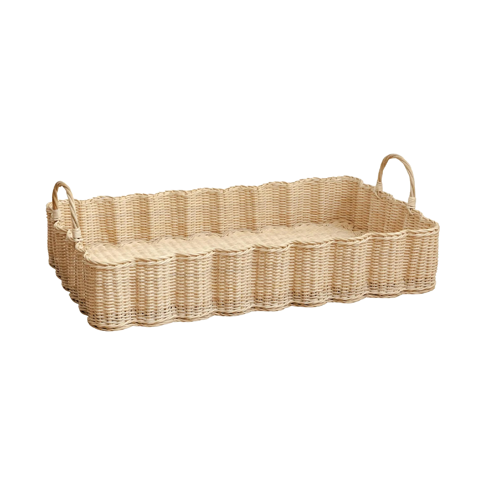 Big Wavy Tray - Natural Rattan