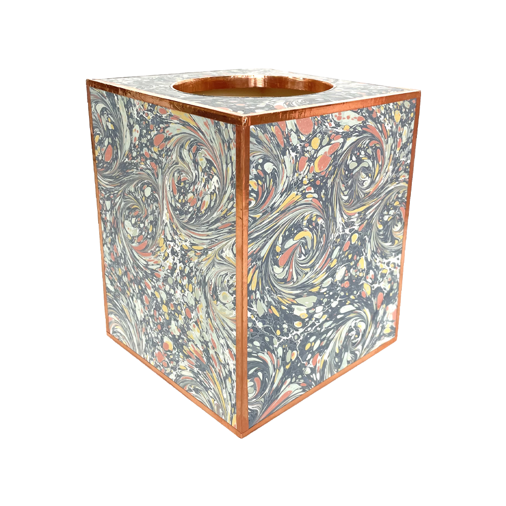 Gray and Coral Marble Tissue Box