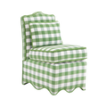 Upholstered Scallop Slipper Chair in Grass Gingham