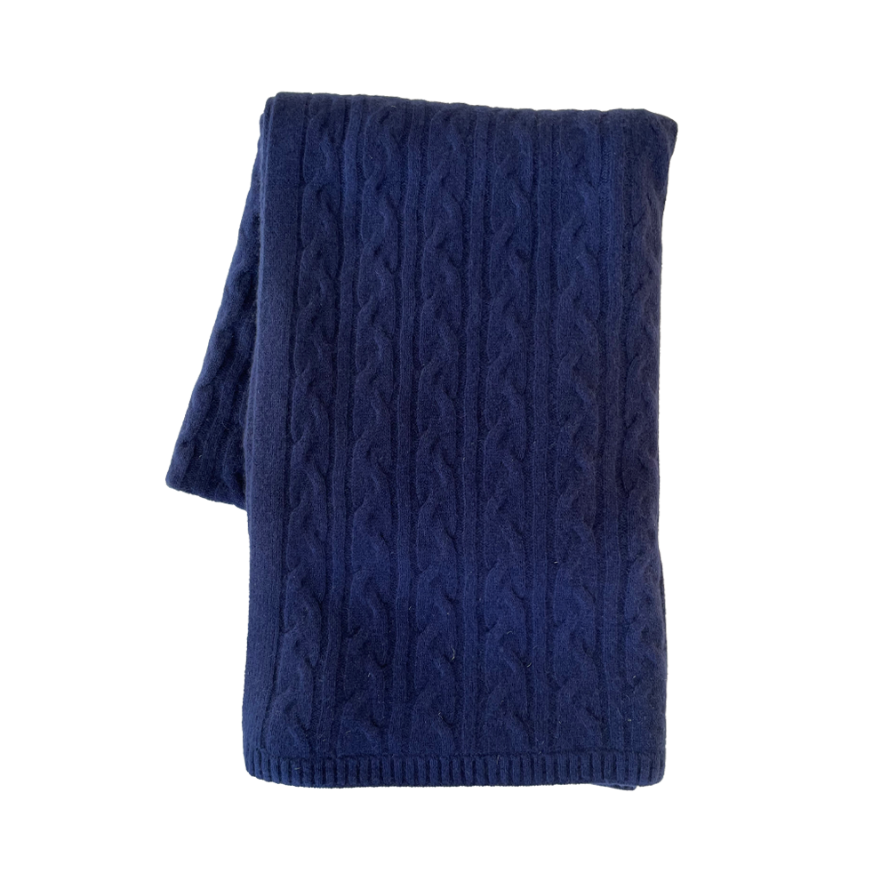 Cashmere Cable Throw - Midnight