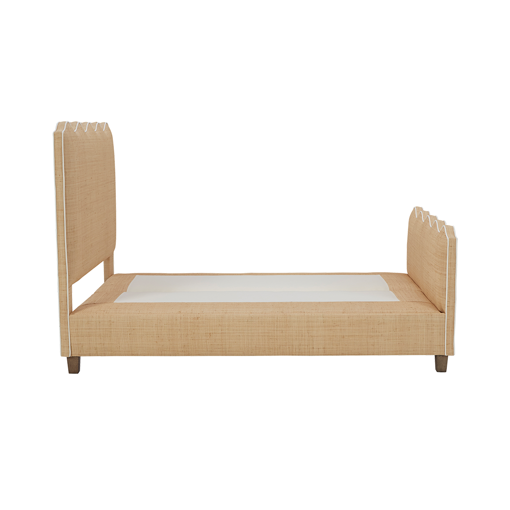 Wave Platform Bed with Footboard - Natural Raffia