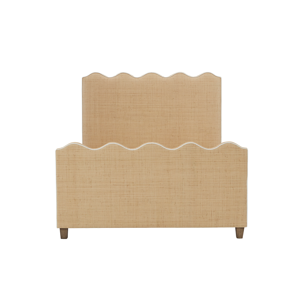 Wave Platform Bed with Footboard - Natural Raffia